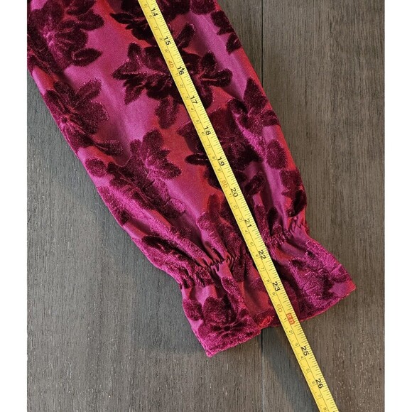 Marc New York Floral Burnout Velvet Button Up Top XL Whimsygoth Renaissance - Picture 7 of 8